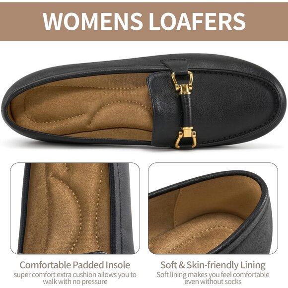 Women's Loafers Comfortable Slip On Business Work Flats Shoes Moccasins Black - Picture 3 of 6